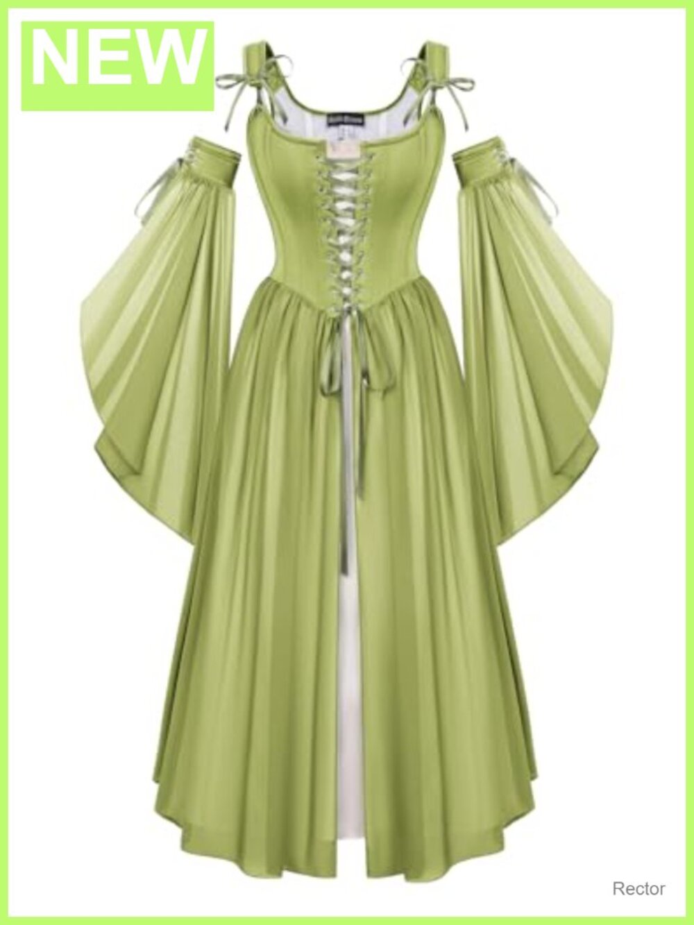Renaissance Corset Dress 2 Piece Bell Sleeve Cosplay Overdress